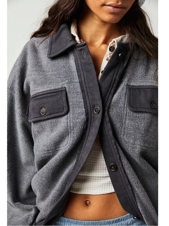 Free People Jackets & Blazers - Free People Ruby Jacket in Incense Medium Oversized Shacket Grunge 90s Grey
